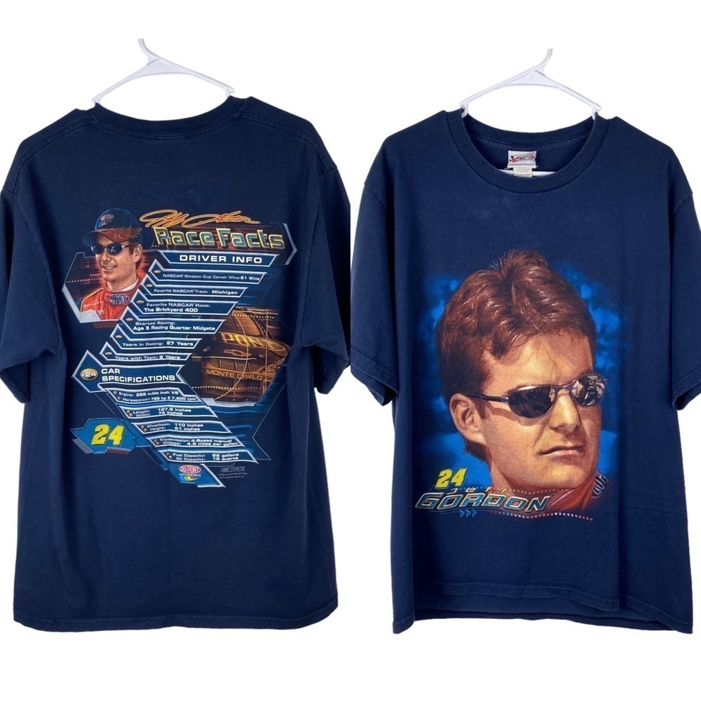 NASCAR Jeff Gordon Chase T Shirt 2003 Double Sided Graphics Blue Size L Vintage